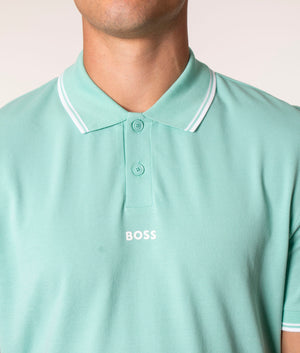 BOSS Pchup Polo Shirt in Light/Pastel Green at EQVVS, Model Front detail