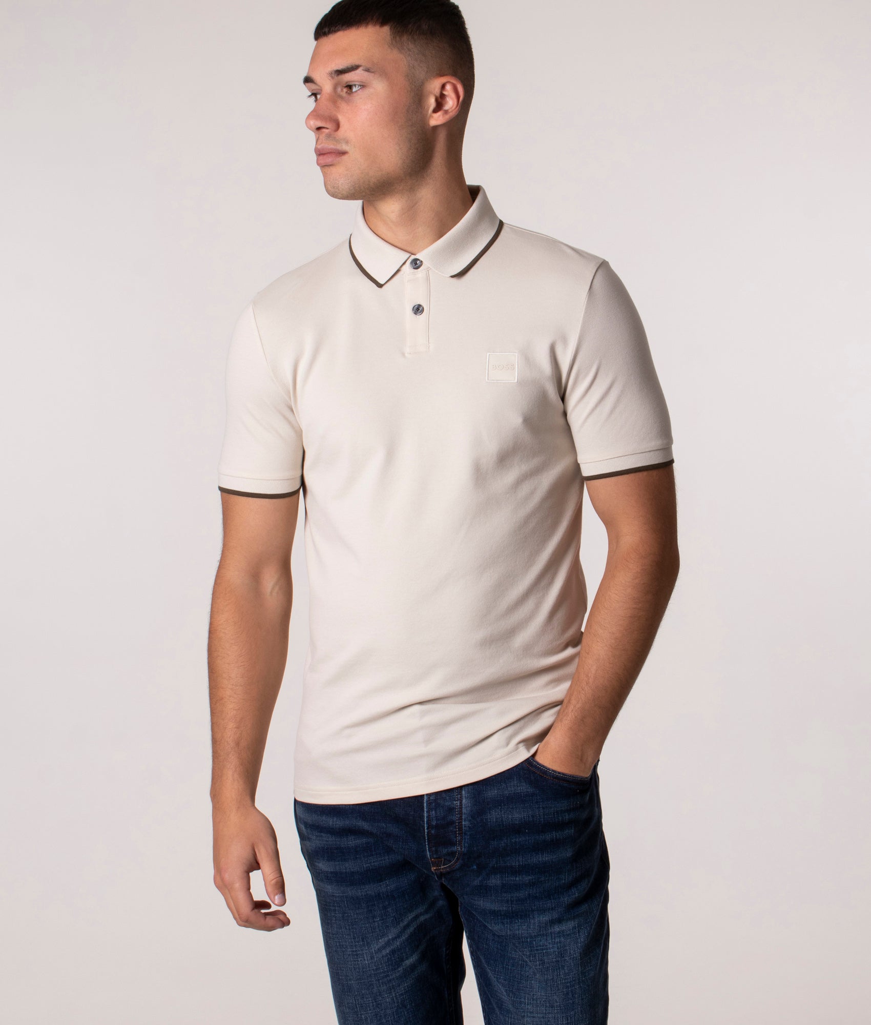 Slim Fit Passertip Polo Shirt Open White BOSS EQVVS