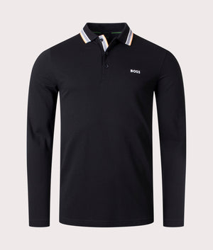 Long Sleeve Plisy Polo Shirt Black BOSS EQVVS