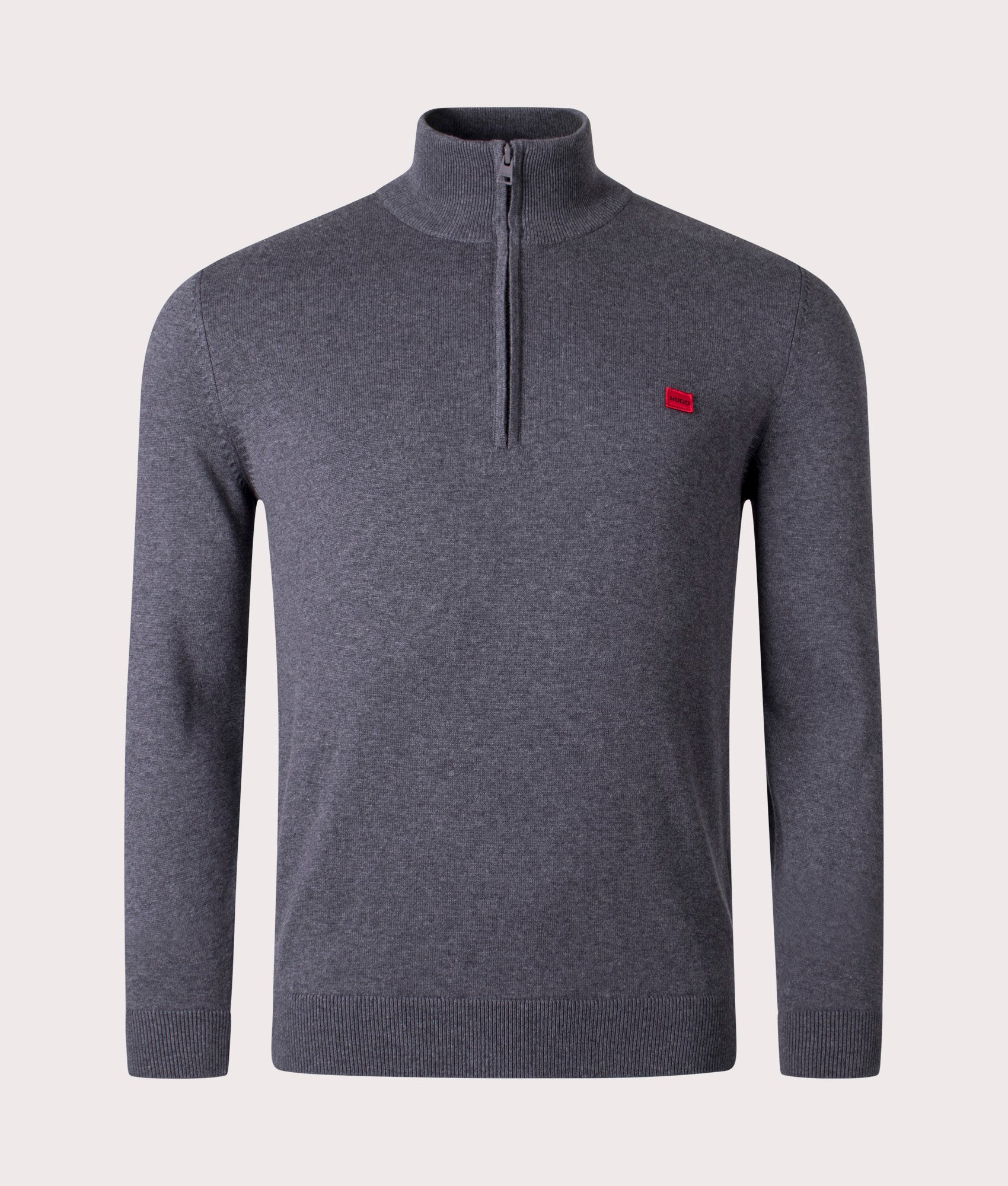 HUGO, Quarter Zip Knit in Dark Grey, EQVVS. Mannequin.