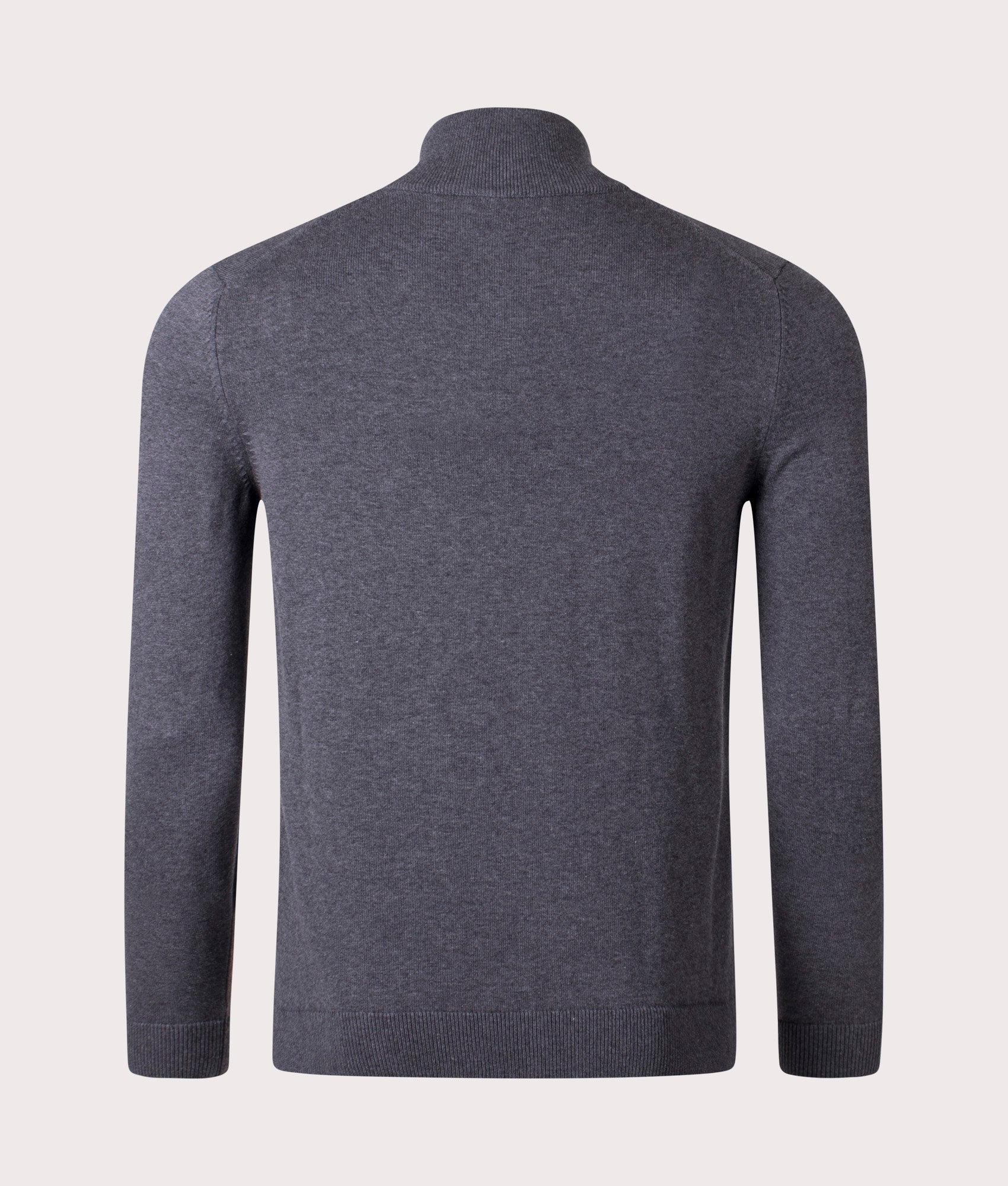 HUGO, Quarter Zip Knit in Dark Grey, EQVVS. Mannequin reverse. 