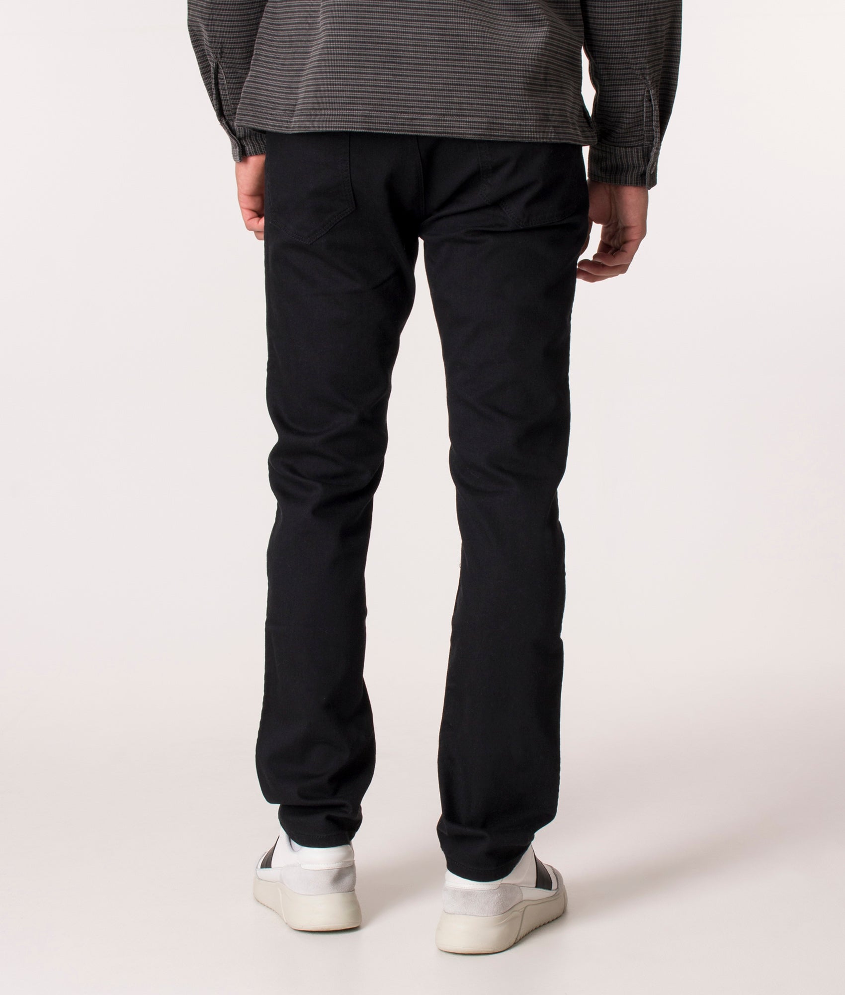 HUGO Slim Fit 708 Jeans, Black. EQVVS. Model, reverse. 