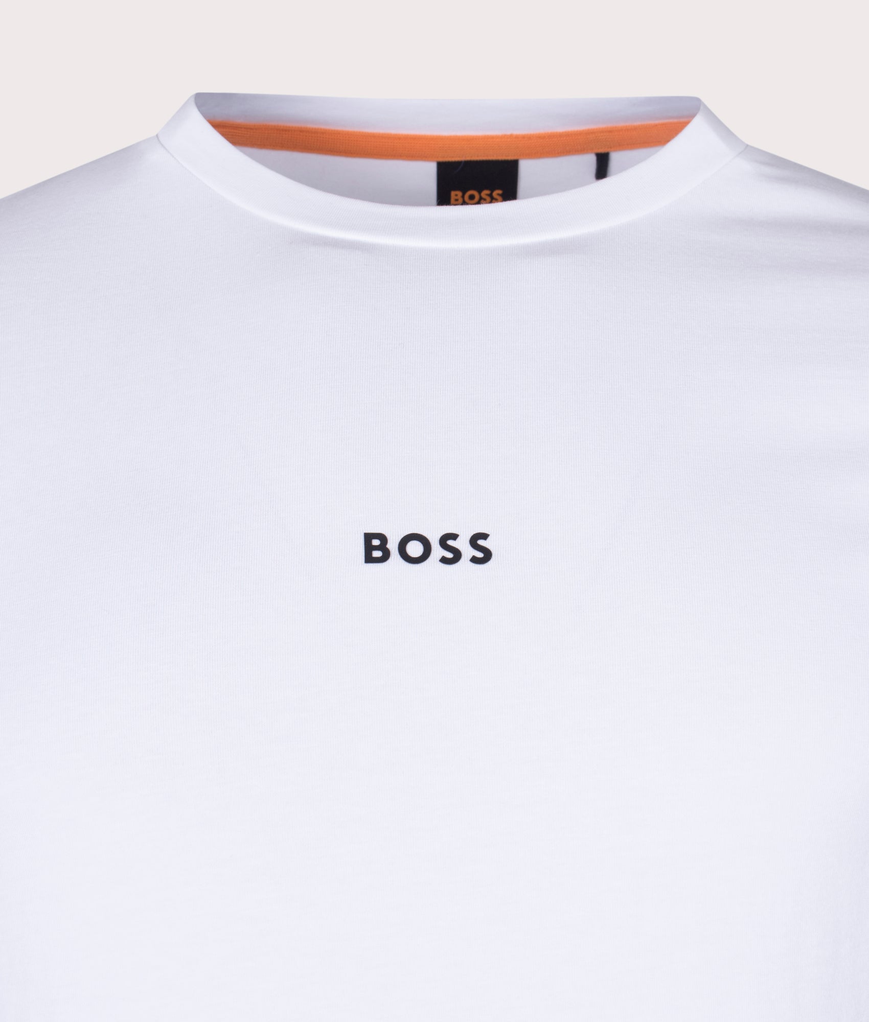 BOSS ホワイト Tシャツ L　タグ付き新品 クールネック　　最高級ラインロゴ BOSS ホワイト Tシャツ L タグ付き新品 クールネック 最高級ラインロゴ