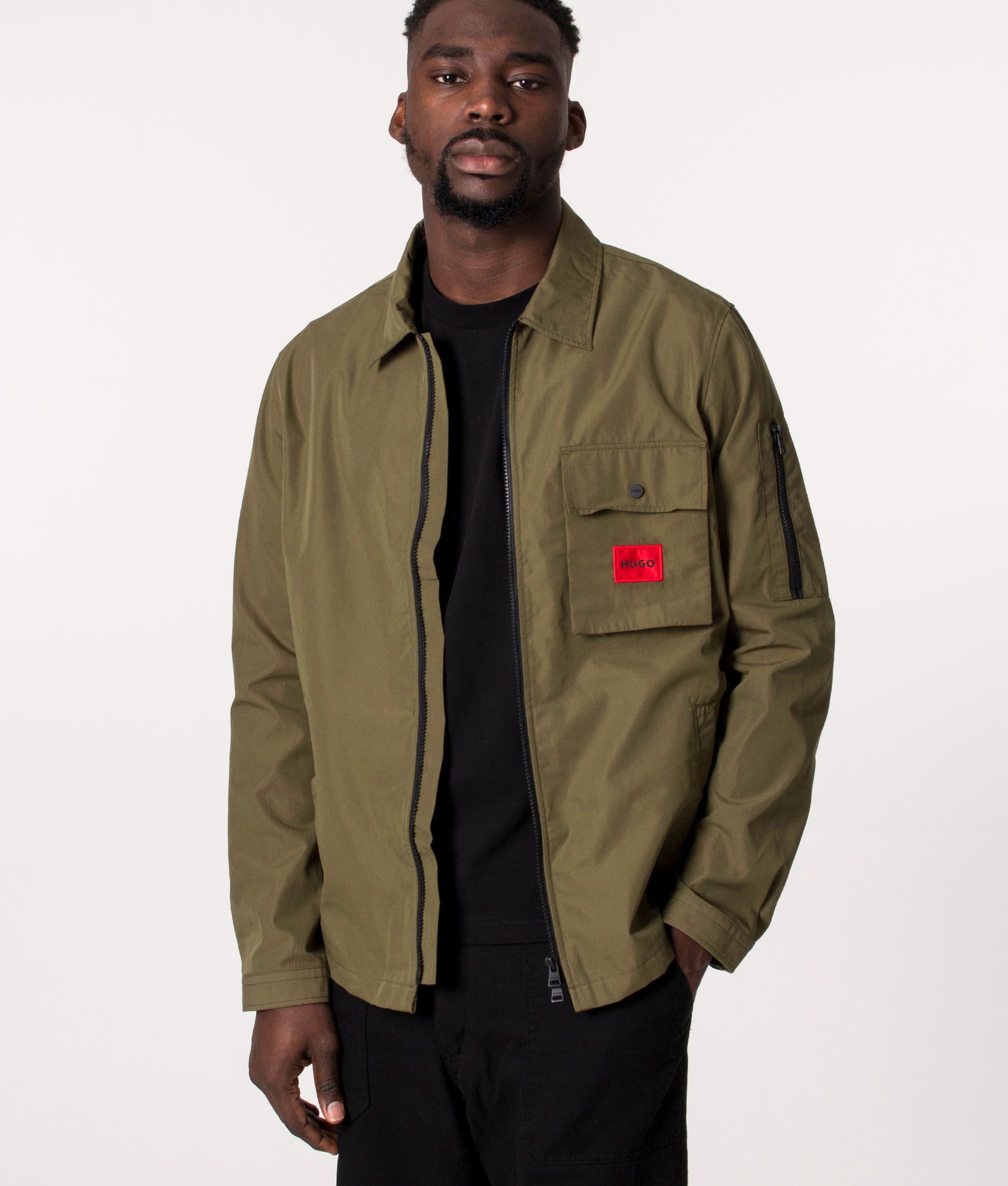 Zip-Through-Emmond-Overshirt-Medium-Green-HUGO-EQVVS