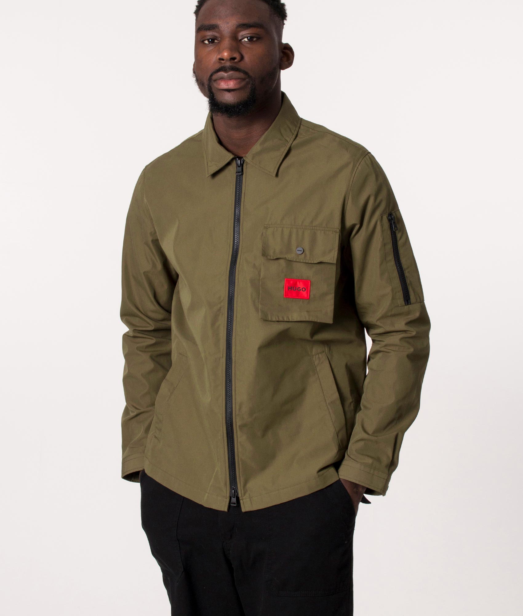 Zip-Through-Emmond-Overshirt-Medium-Green-HUGO-EQVVS