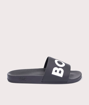 Boss logo sliders in black Clearance