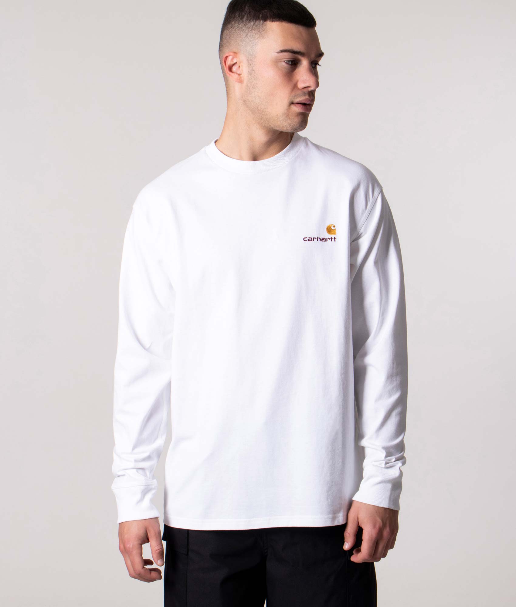Long Sleeve-Relaxed-Fit-American-Script-T-Shirt-Carhartt-WIP-White-EQVVS