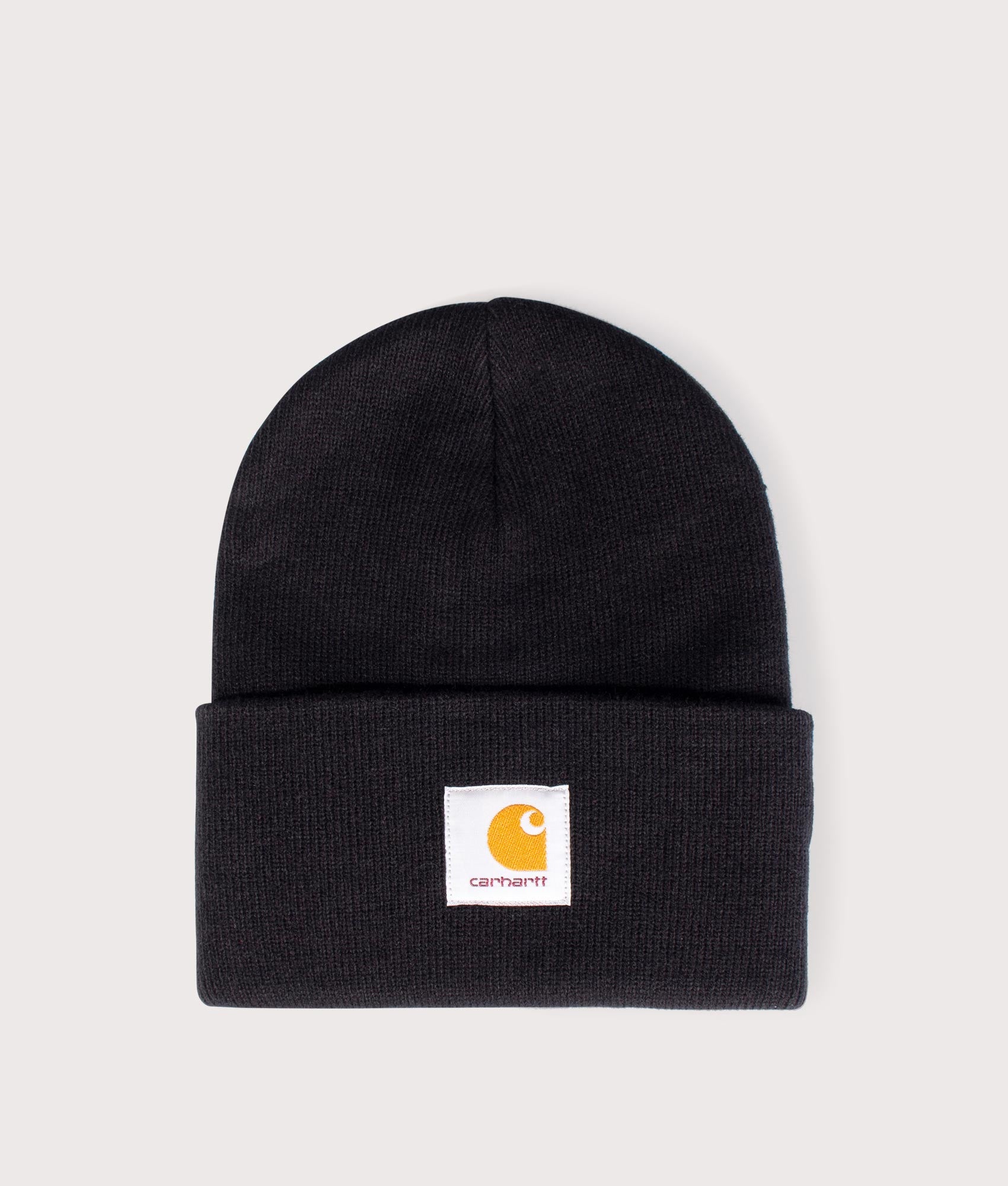 Carhartt WIP Acrylic Watch Hat in Black at EQVVS Menswear. Front shot.