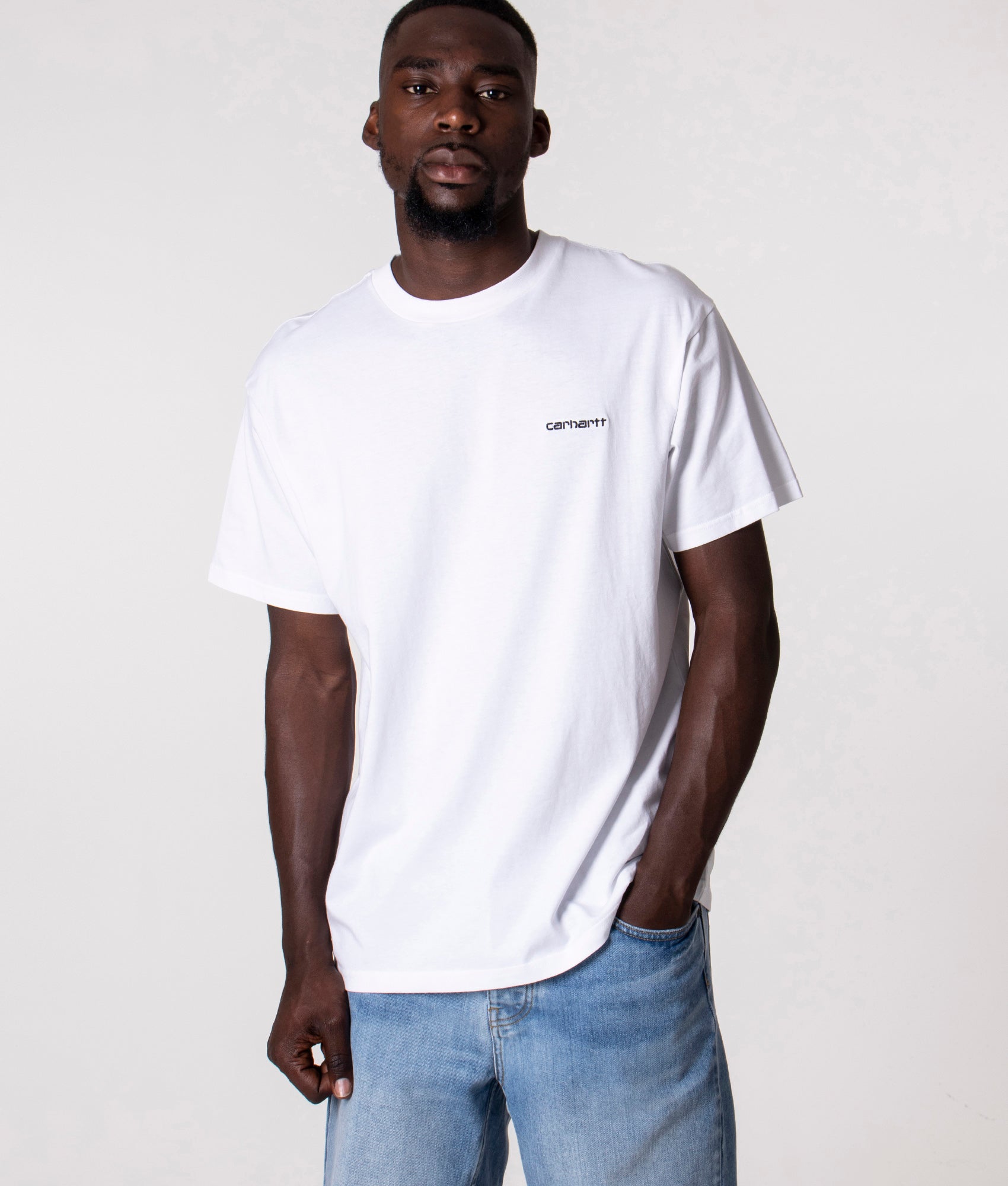 Relaxed-Fit-Script-Embroidery-T-Shirt-White/Black-Carhartt-WIP-EQVVS