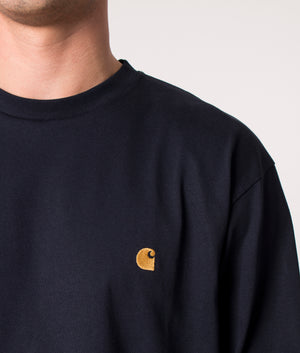 Relaxed-Fit-Long-Sleeve-Chase-T-Shirt-Dark-Navy-Gold-Carhartt-WIP-EQVVS