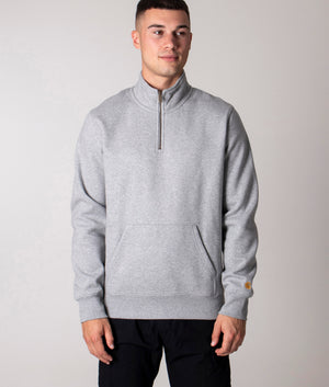 Quarter-Zip-Chase-Sweatshirt-Grey-Heather/Gold-Carhartt-WIP-EQVVS