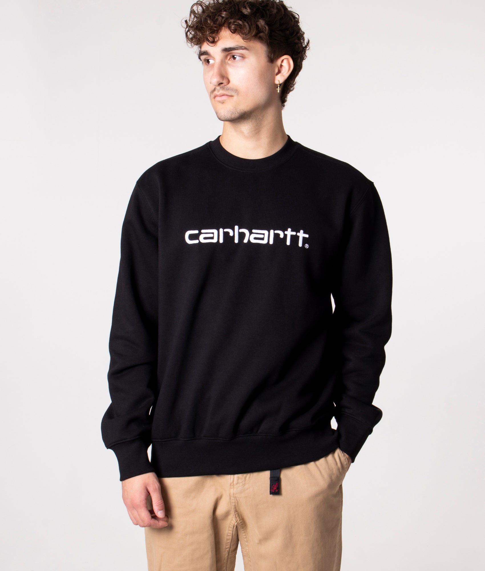 Relaxed-Fit-Carhartt-Logo-Sweatshirt-Black/White-Carhartt-WIP-EQVVS