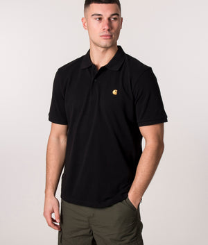 Relaxed-Fit-Chase-Pique-Polo-Shirt-Black/Gold-Carhartt-WIP-EQVVS