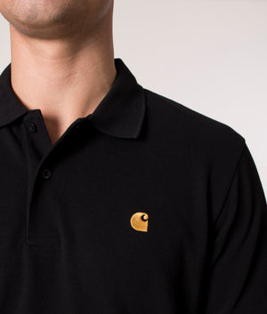 Relaxed-Fit-Chase-Pique-Polo-Shirt-Black/Gold-Carhartt-WIP-EQVVS