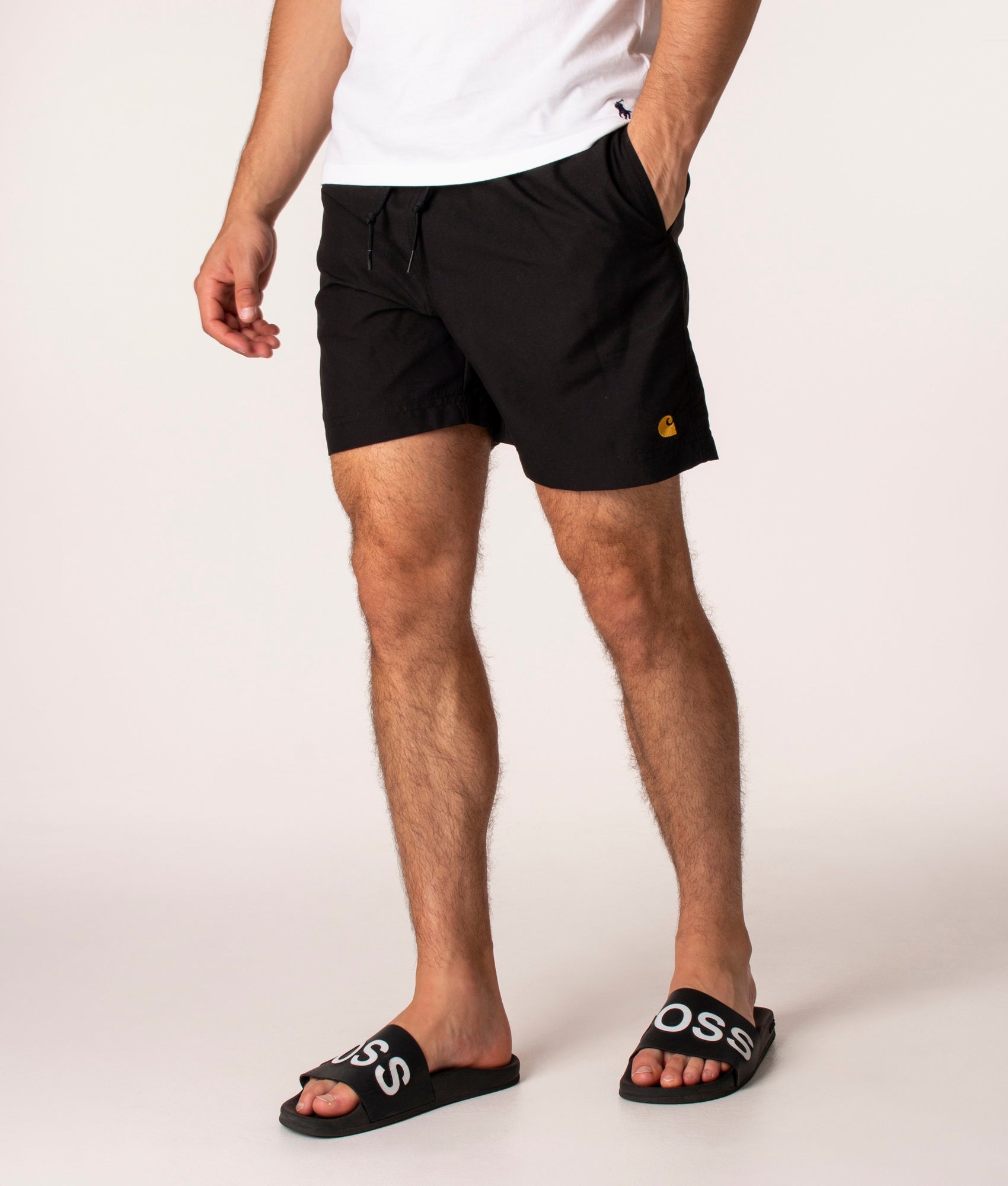 Regular-Fit-Chase-Swim-Trunks-Black/Gold-Carhartt-WIP-EQVVS 