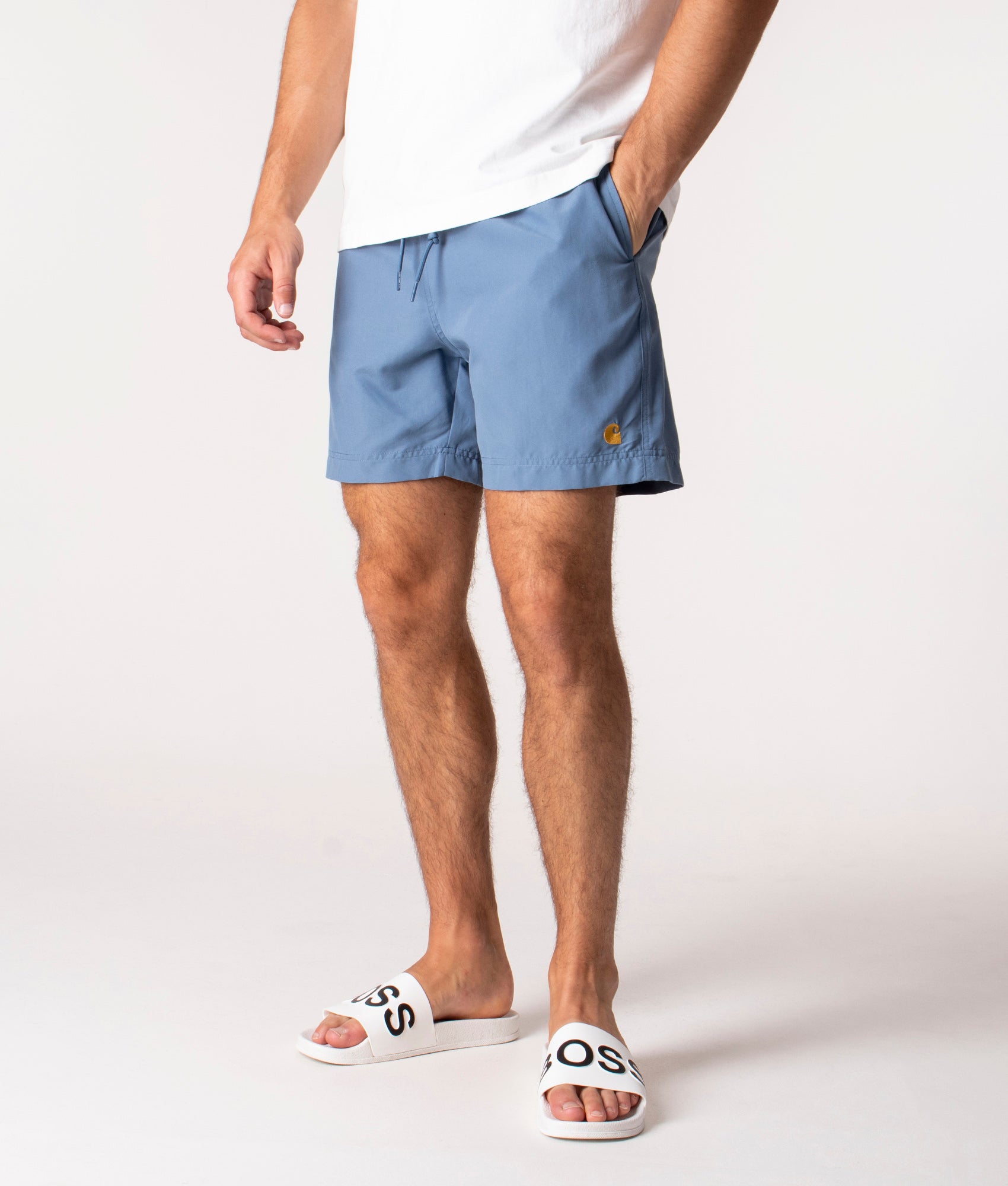 Regular-Fit-Chase-Swim-Shorts-Icy-Water/Gold-Carhartt-WIP-EQVVS 