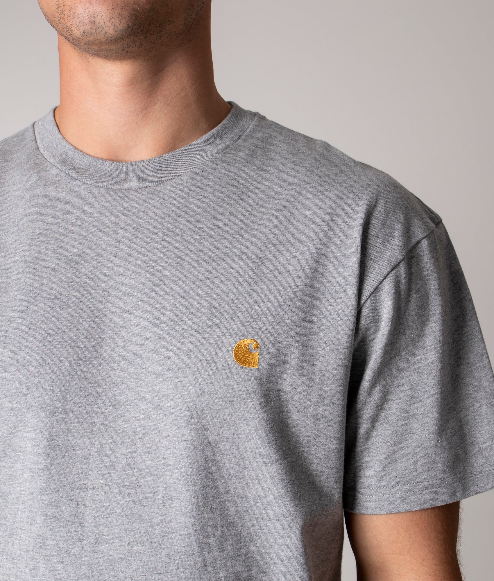 Relaxed-Fit-Chase-T-Shirt-Grey-Heather/Gold-Carhartt-WIP-EQVVS