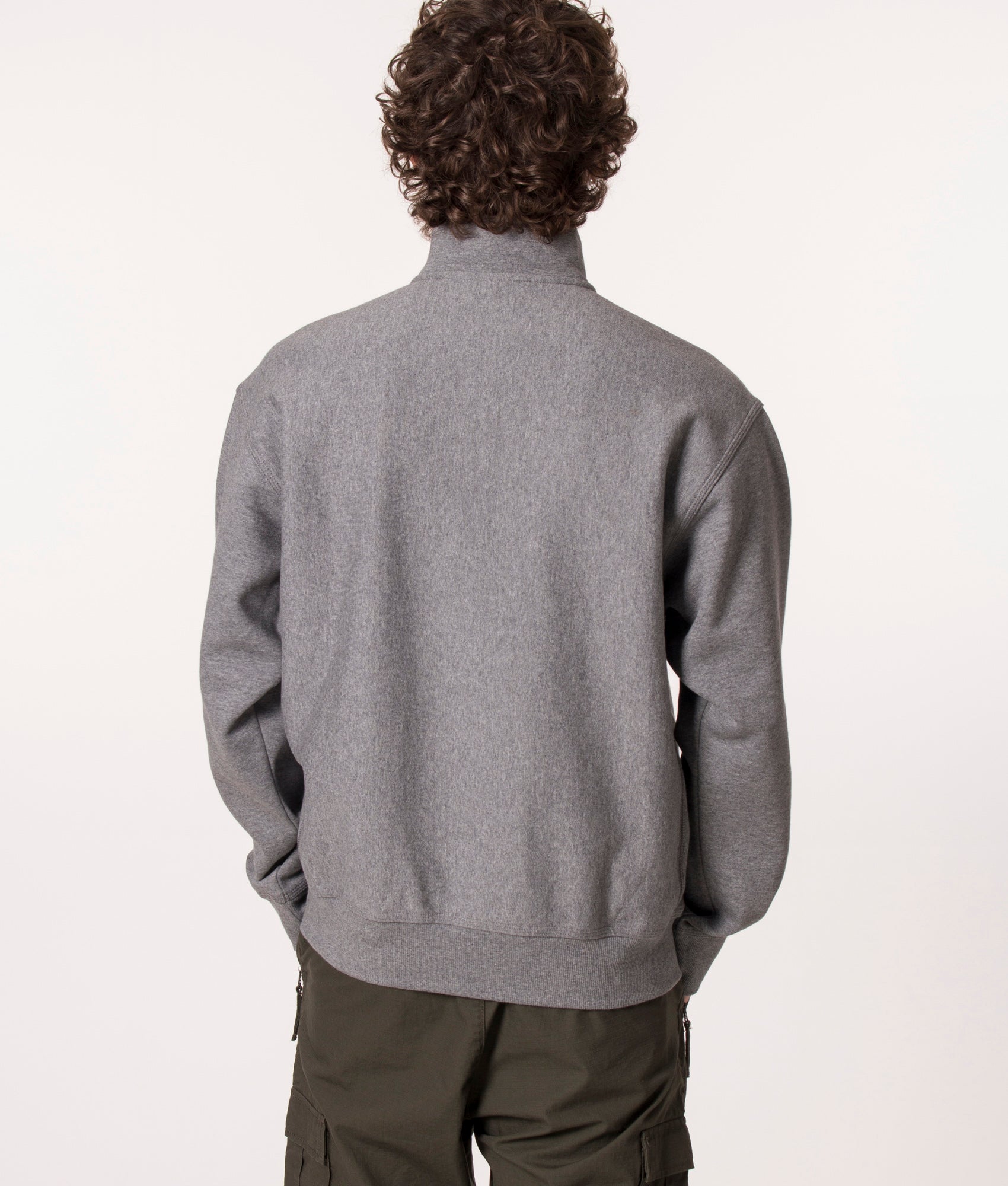 Relaxed-Fit-Quarter-Zip-American-Script-Sweatshirt-Dark-Grey-Heather-Carhartt-WIP-EQVVS