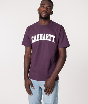 Carhartt WIP University T-Shirt in Plum at EQVVS. Front Shot. 
