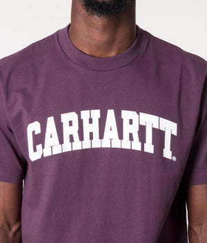 Carhartt WIP University T-Shirt in Plum at EQVVS.  Detail Shot. 