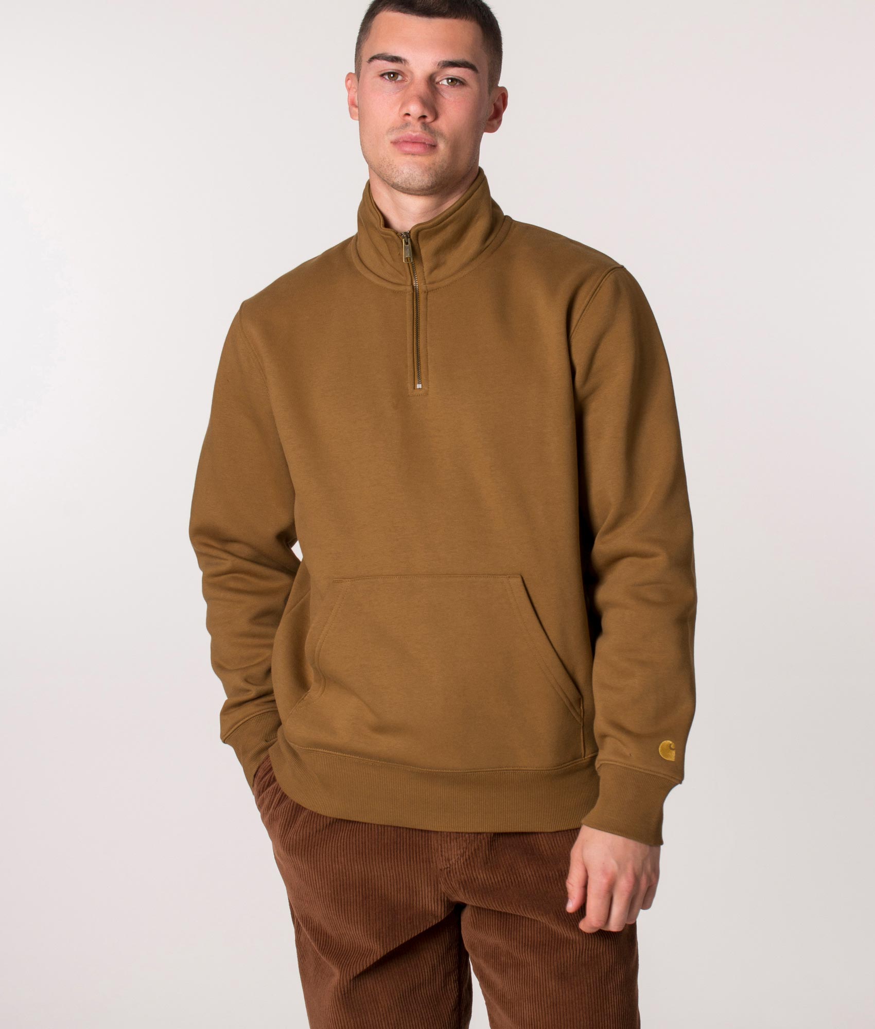 Quarter-Zip-Chase-Sweatshirt-Hamilton-Brown/Gold-Carhartt-WIP-EQVVS