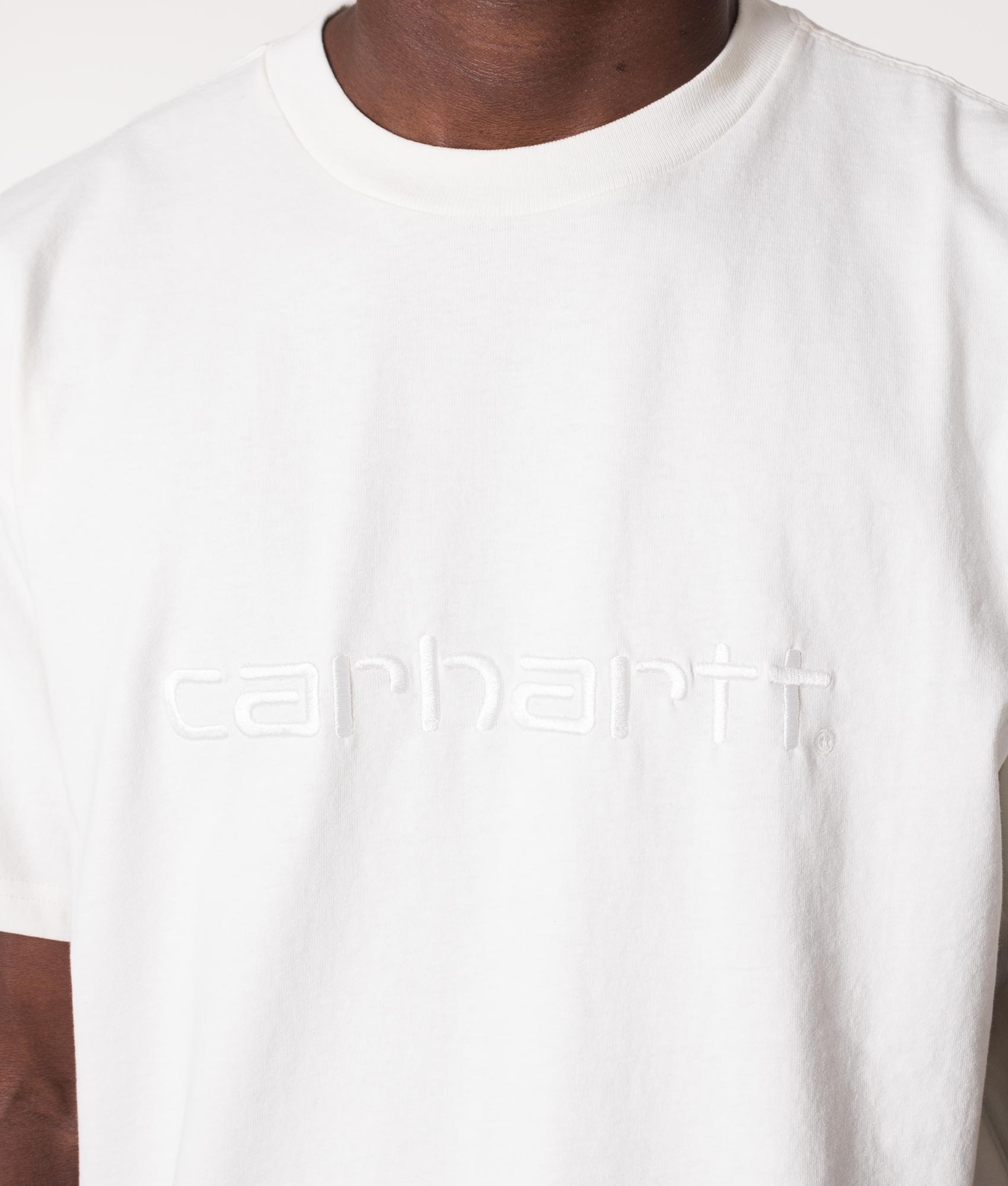 Carhartt WIP Relaxed Fit Duster T-Shirt in Cream at EQVVS. Detail Shot. 