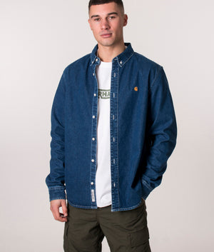 Relaxed-Fit-Stone-Washed-Weldon-Shirt-Blue-Carhartt-WIP-EQVVS