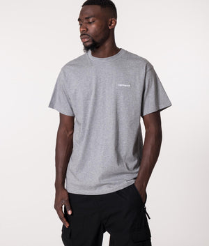 Carhartt WIP Script Embroidery T-Shirt in Grey at EQVVS. Front Shot. 