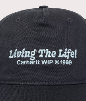 Carhartt WIP Appetite Cap in Black at EQVVS, front embroidery