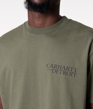 Undisputed T-Shirt in Khaki by Carhartt WIP at EQVVS. Detail Shot. 