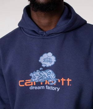 Dream Factory Hoodie in Blue by Carhartt WIP at EQVVS. Detail Shot. 