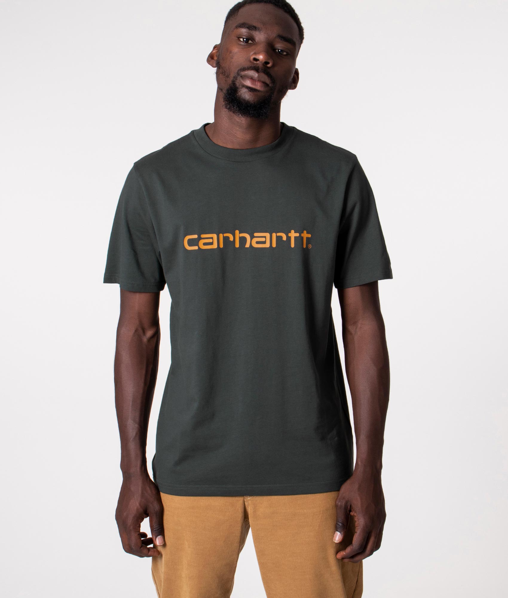 Script T-Shirt in Khaki by Carhartt WIP at EQVVS. Front Shot. 