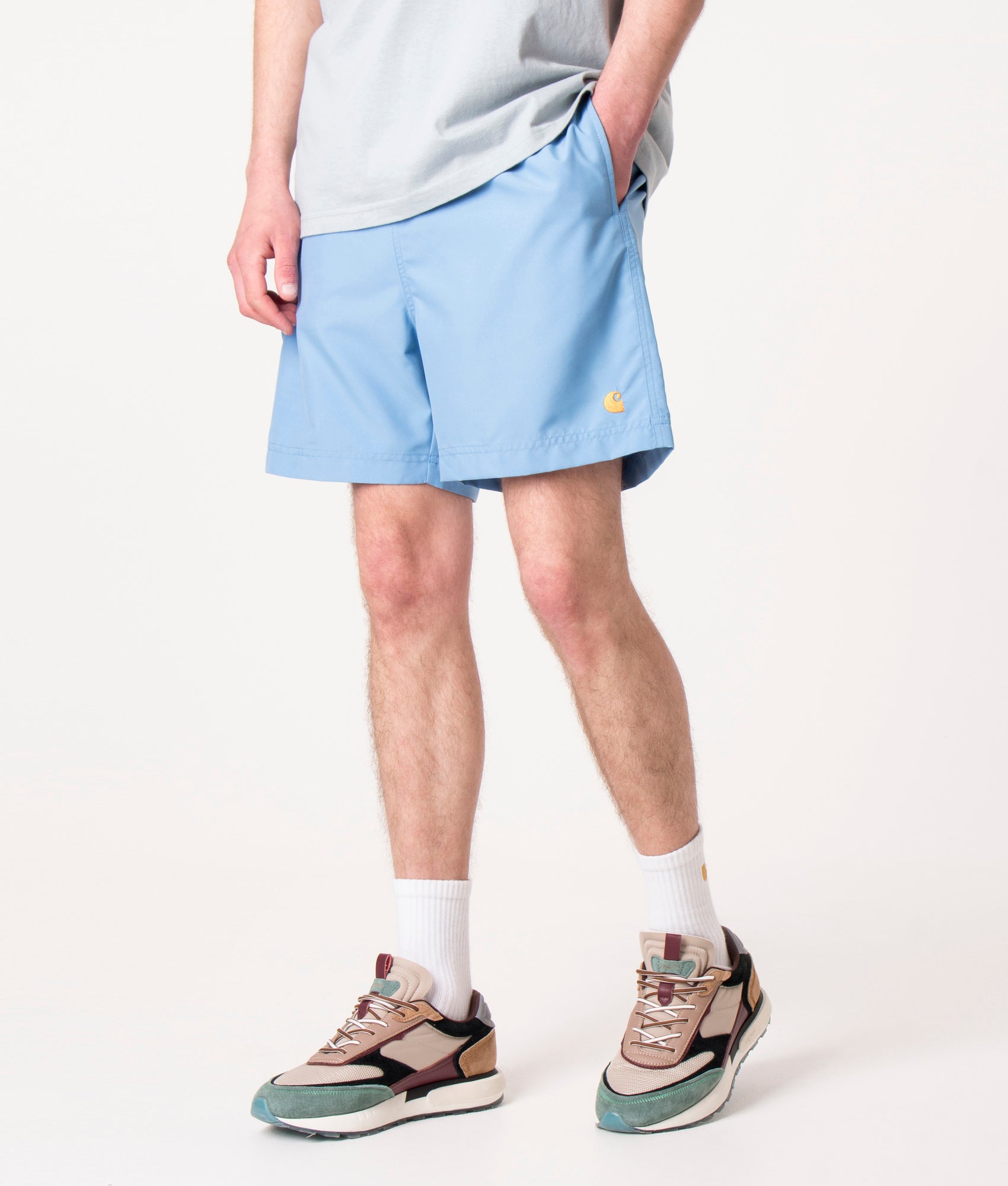 Regular-Fit-Chase-Swim-Trunks-Piscine/Gold-Carhartt-WIP-EQVVS 