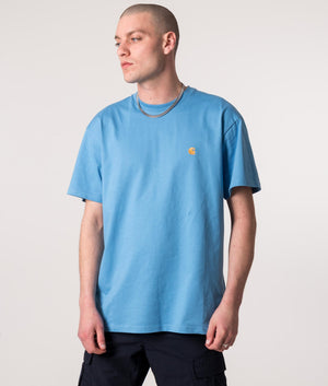 Relaxed-Fit-Chase-T-Shirt-Piscine/Gold-Carhartt-WIP-EQVVS