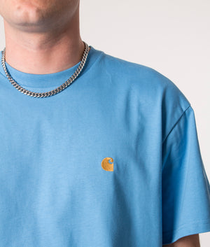 Relaxed-Fit-Chase-T-Shirt-Piscine/Gold-Carhartt-WIP-EQVVS