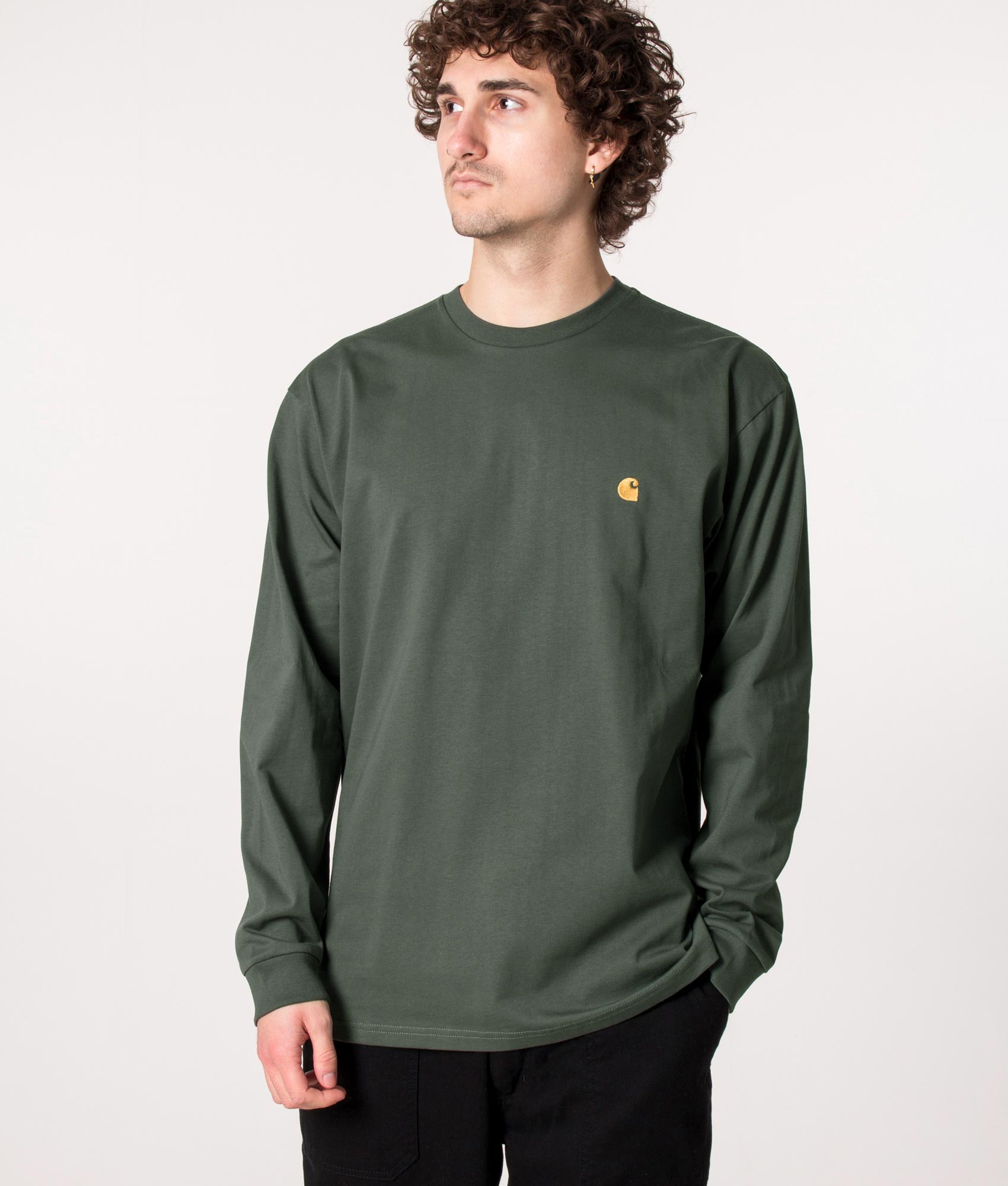 Relaxed-Fit-Long-Sleeve-Chase-T-Shirt-Jura/Gold-Carhartt-WIP-EQVVS