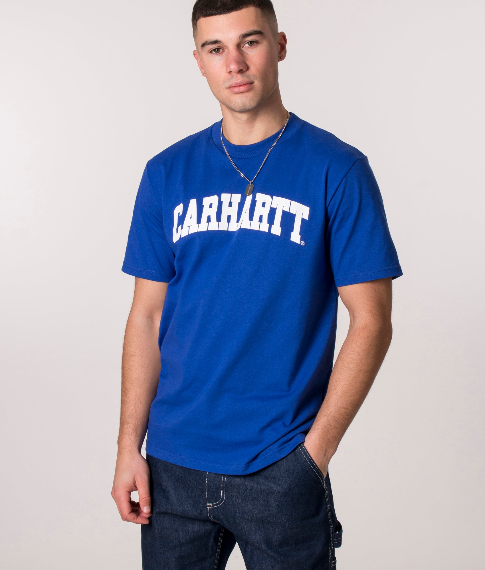 University-T-Shirt-Lazurite/White-Carhartt-WIP-EQVVS