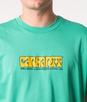 Relaxed-Fit-Heat-Script-T-Shirt-Aqua-Green-Carhartt-WIP-EQVVS