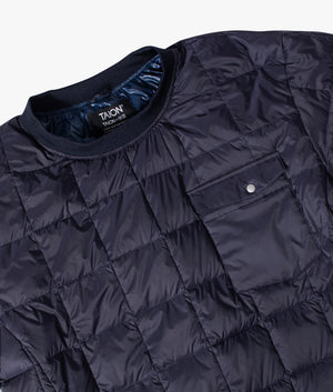 Crew-Neck-Chest-Pocket-Down-Pull-Over-Navy-TAION-EQVVS 