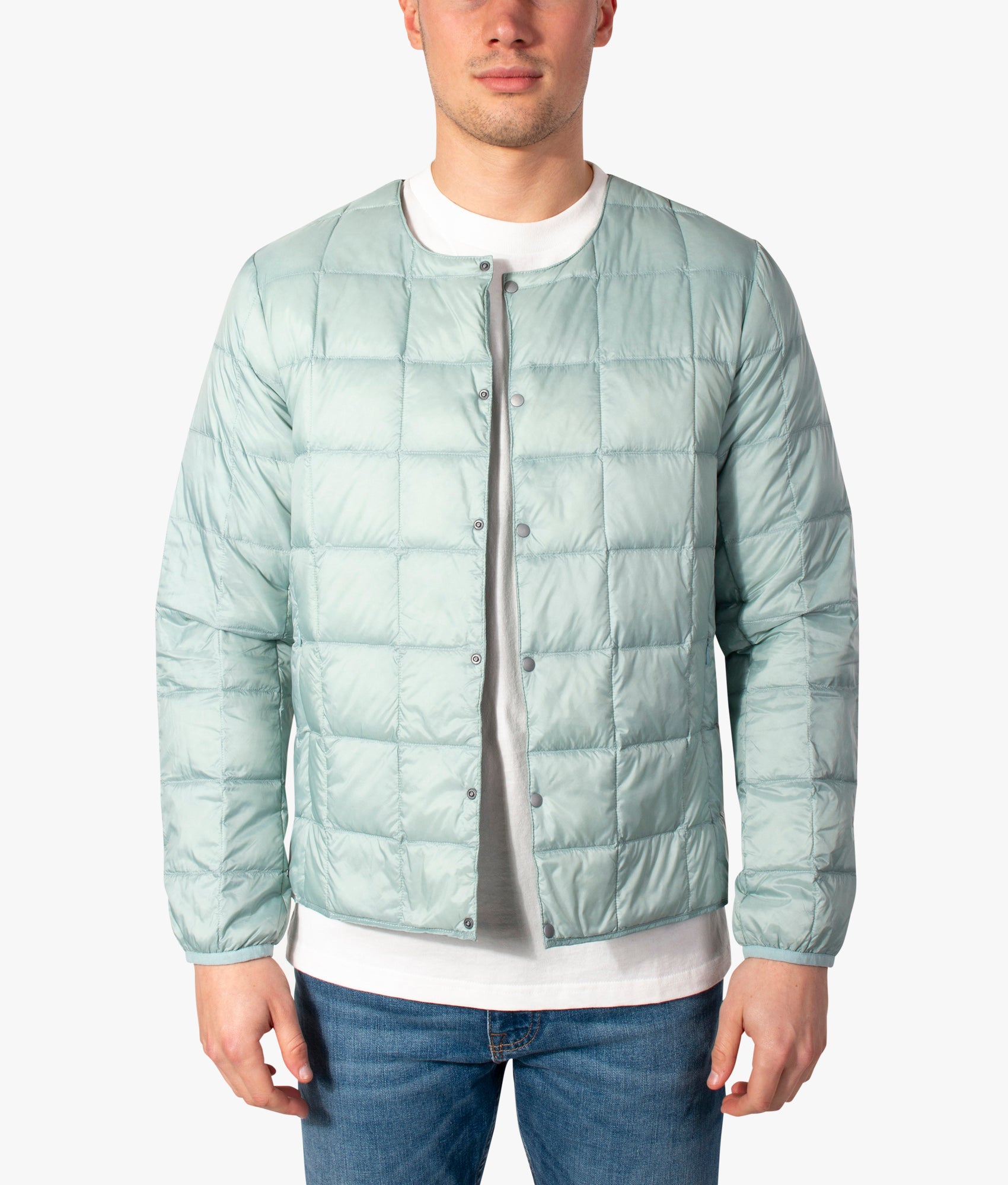 Crew-Neck-Button-Down-Inner-Down-Jacket-Ice-Mint-TAION-EQVVS
