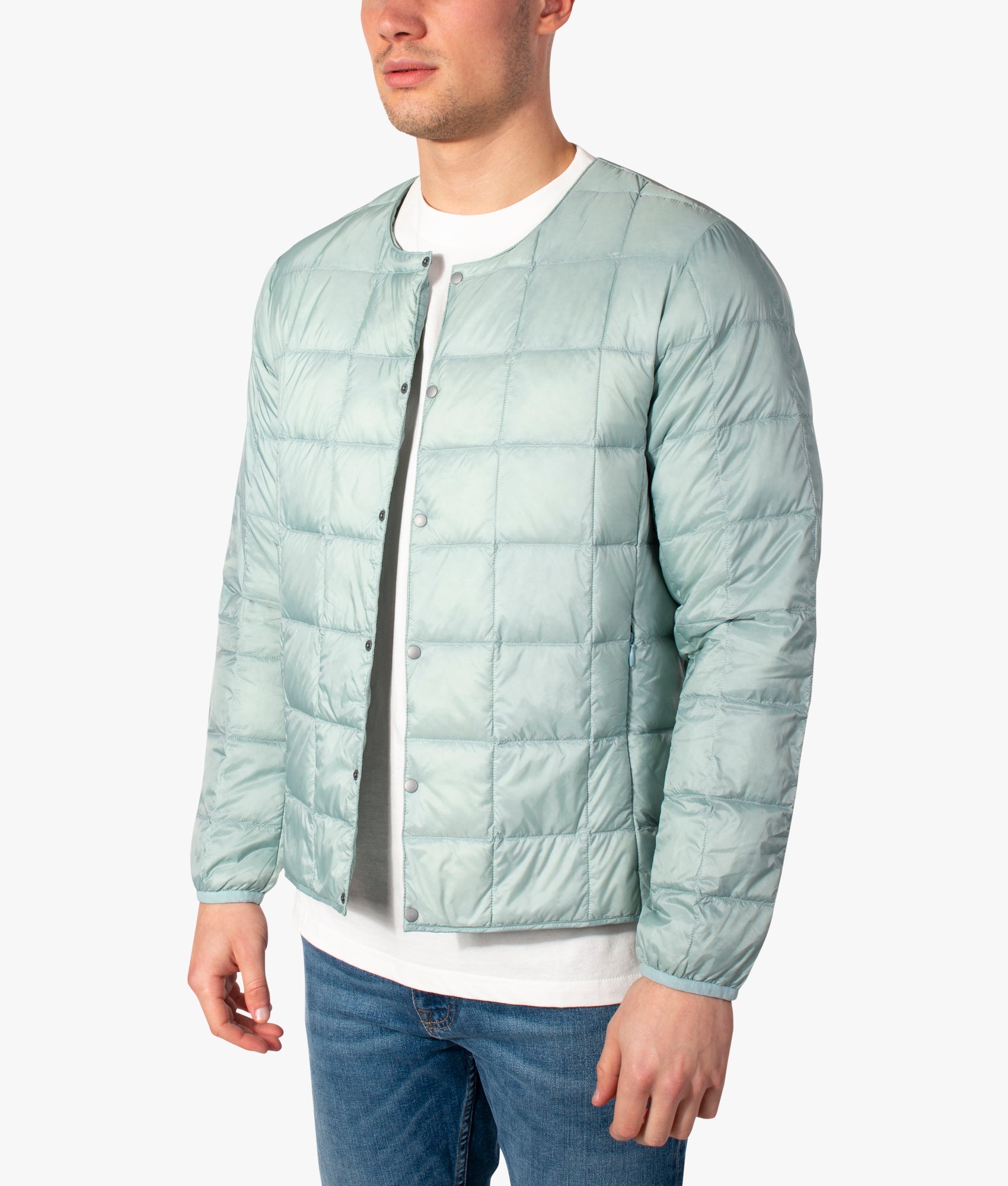 Crew-Neck-Button-Down-Inner-Down-Jacket-Ice-Mint-TAION-EQVVS