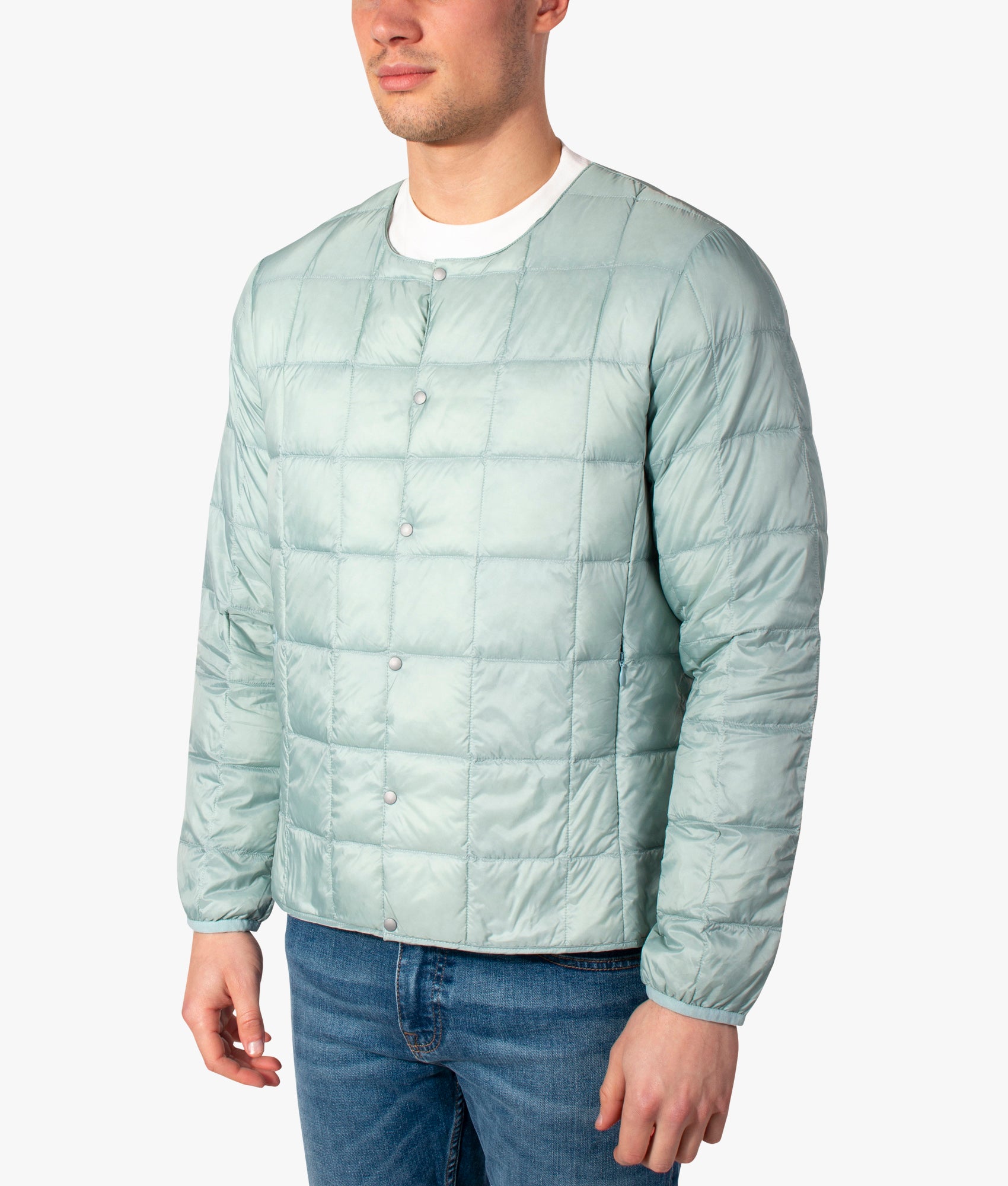 Crew-Neck-Button-Down-Inner-Down-Jacket-Ice-Mint-TAION-EQVVS