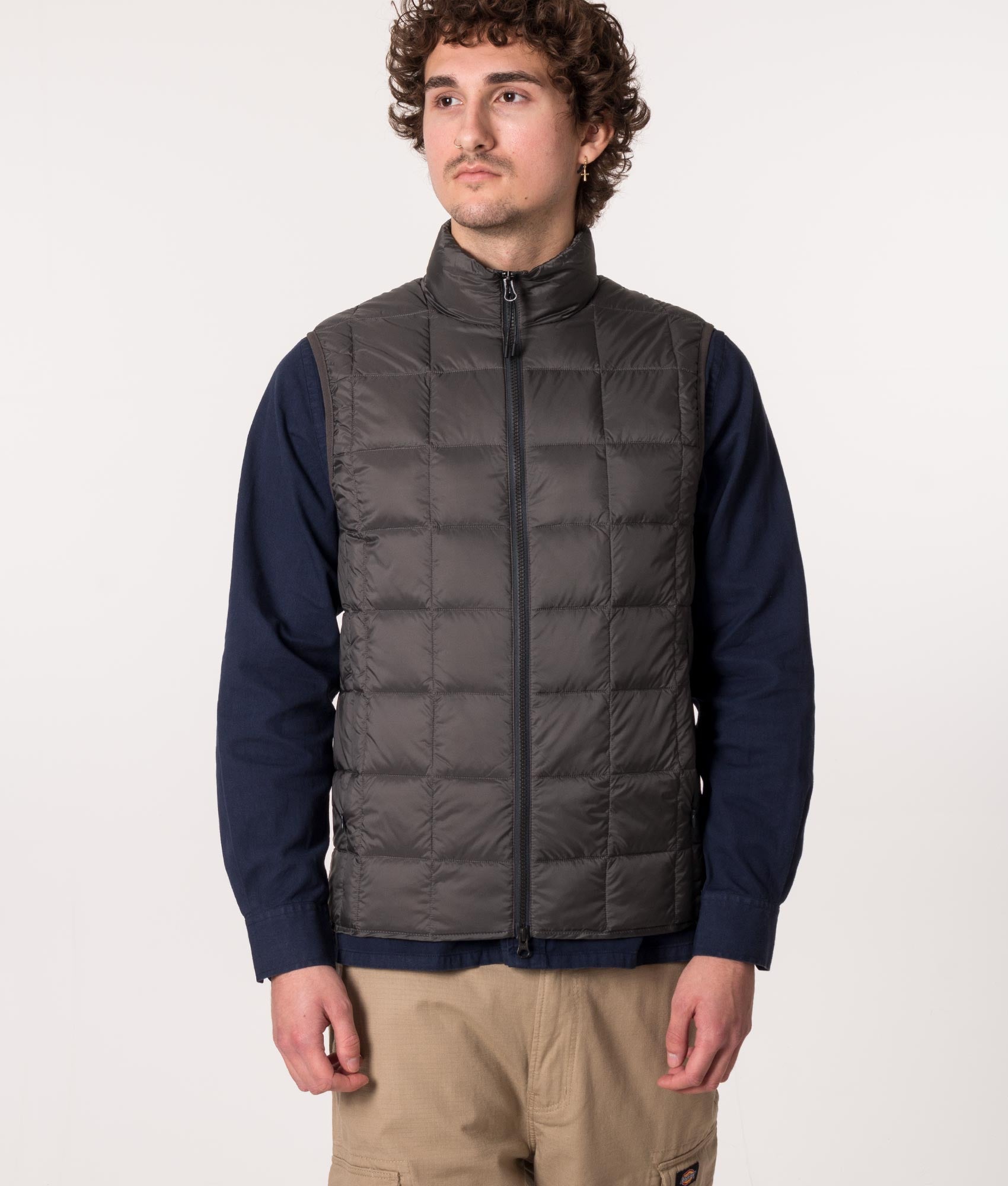 Zip-Through-Hi-Neck-Gilet-Charcoal-TAION-EQVVS