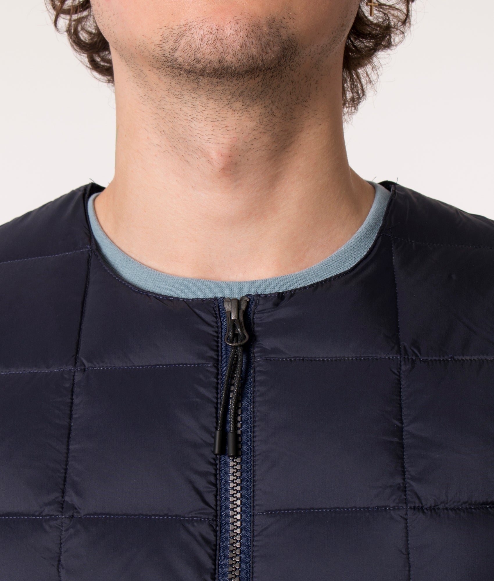 Zip-Through-Crew-Neck-W-Down-Gilet-Navy-TAION-EQVVS