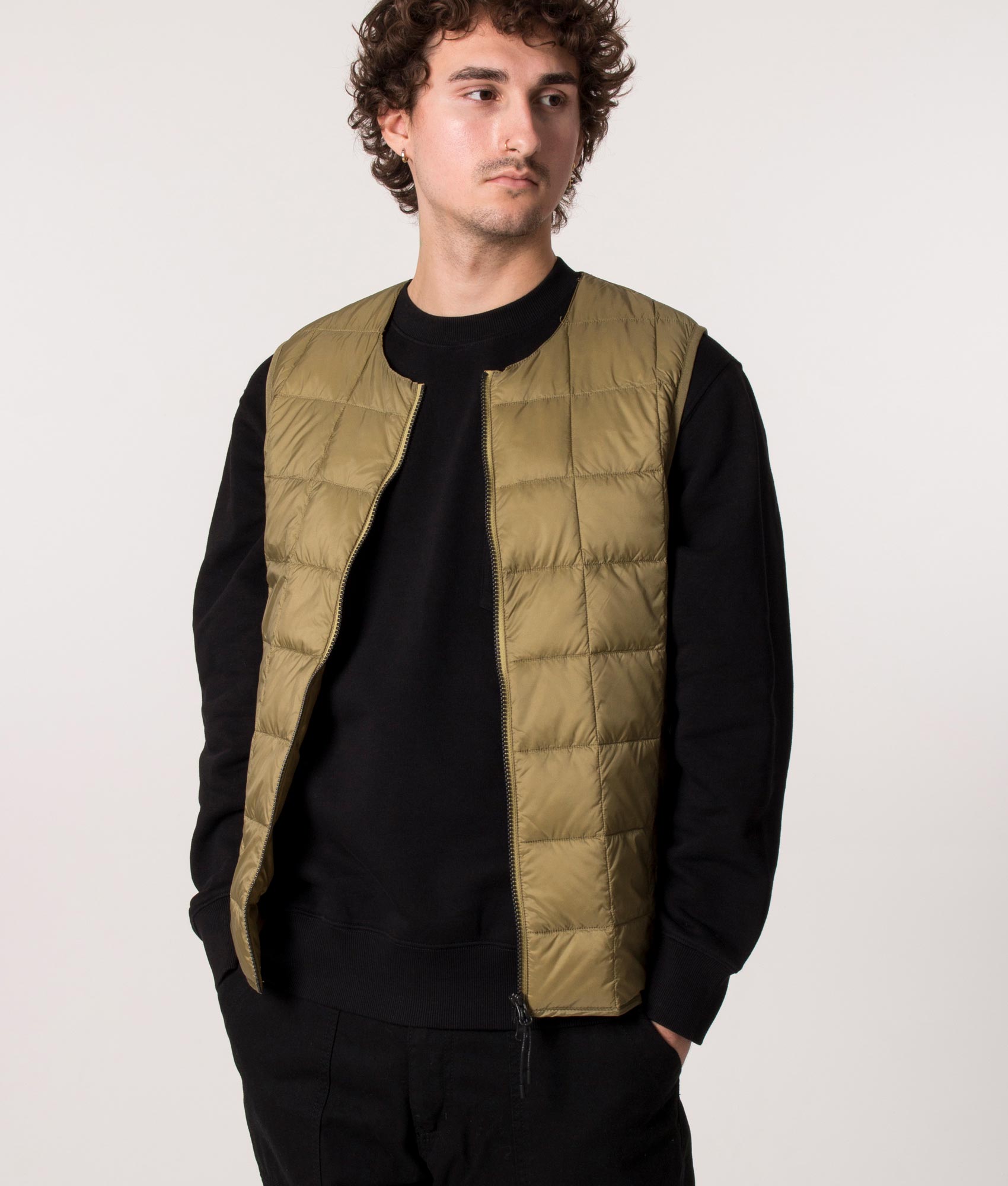 Zip-Through-Crew-Neck-W-Down-Gilet-Beige-TAION-EQVVS