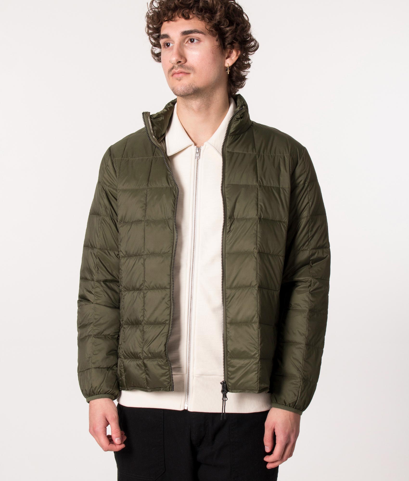 Zip-Through-Hi-Neck-Down-Jacket-Olive-TAION-EQVVS
