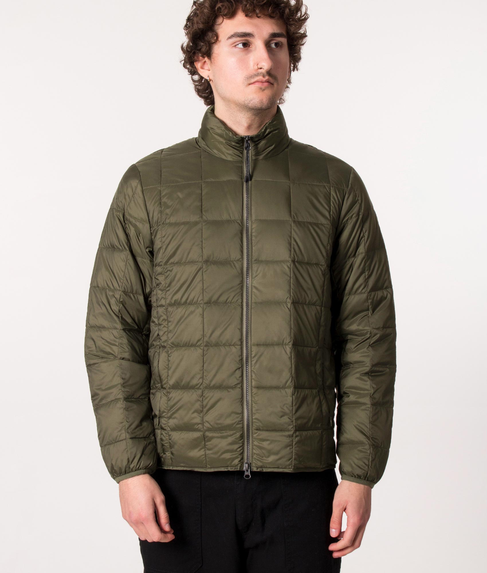 Zip-Through-Hi-Neck-Down-Jacket-Olive-TAION-EQVVS
