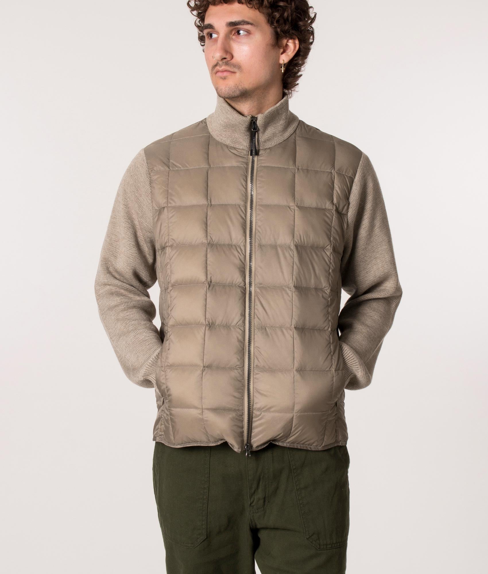 High-Neck-Down-Hybrid-Jacket-Khaki-TAION-EQVVS