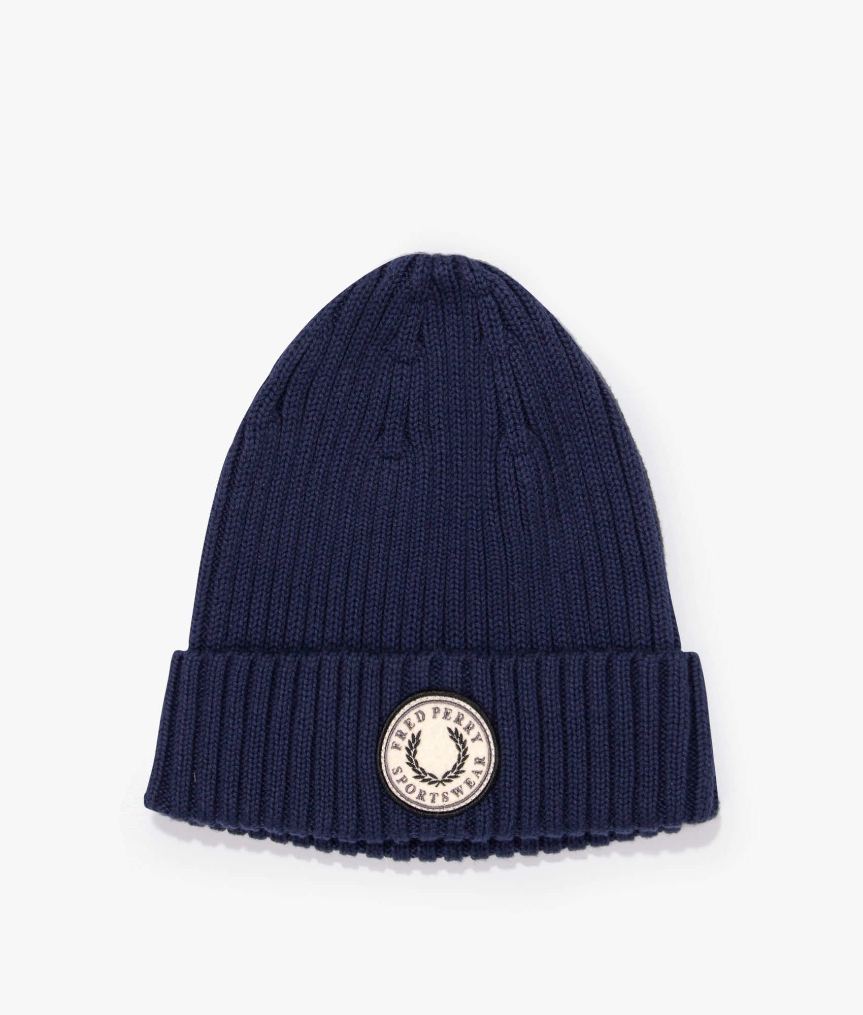 Ribbed-Logo-Sportswear-Beanie-Carbon-Blue-Fred-Perry-EQVVS