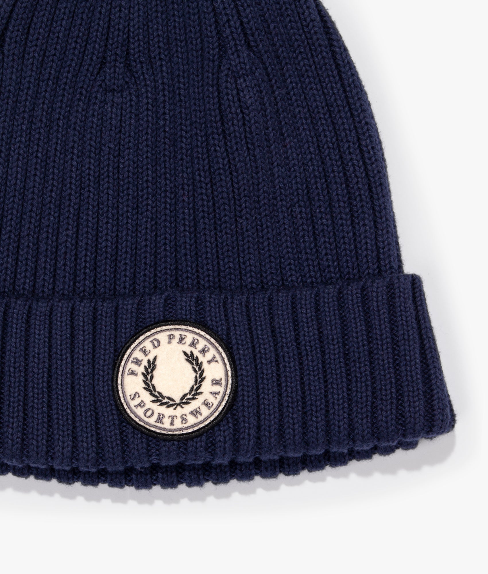 Ribbed-Logo-Sportswear-Beanie-Carbon-Blue-Fred-Perry-EQVVS